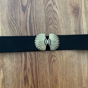 Vintage stretch waist belt with gold tone buckle